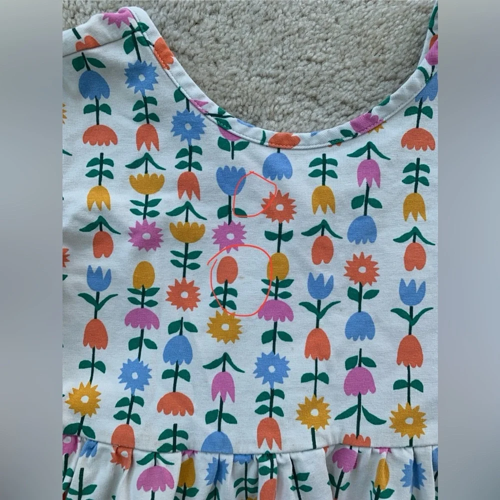 Hanna Andersson Size 130, 8, Short Sleeve Pocket Skater Dress in Colorful Tulip